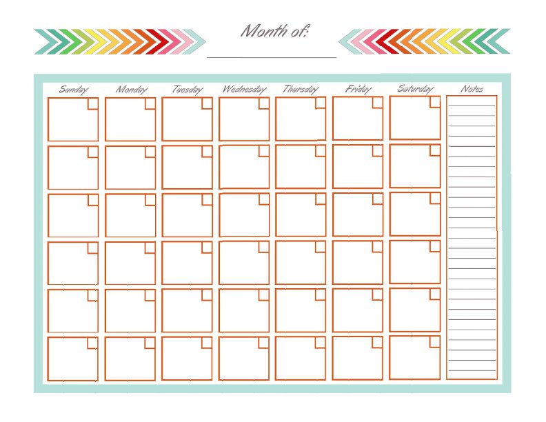 Monthly Calendar Template Cute â Printable Calendar 2017